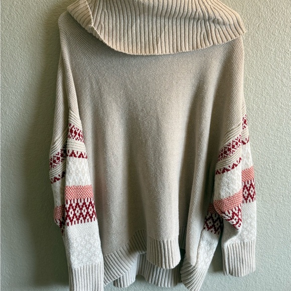 FRYE Cowl Neck Sweater Fair Isle Plus Size Turtleneck Knit Sweater 1X - Picture 7 of 10